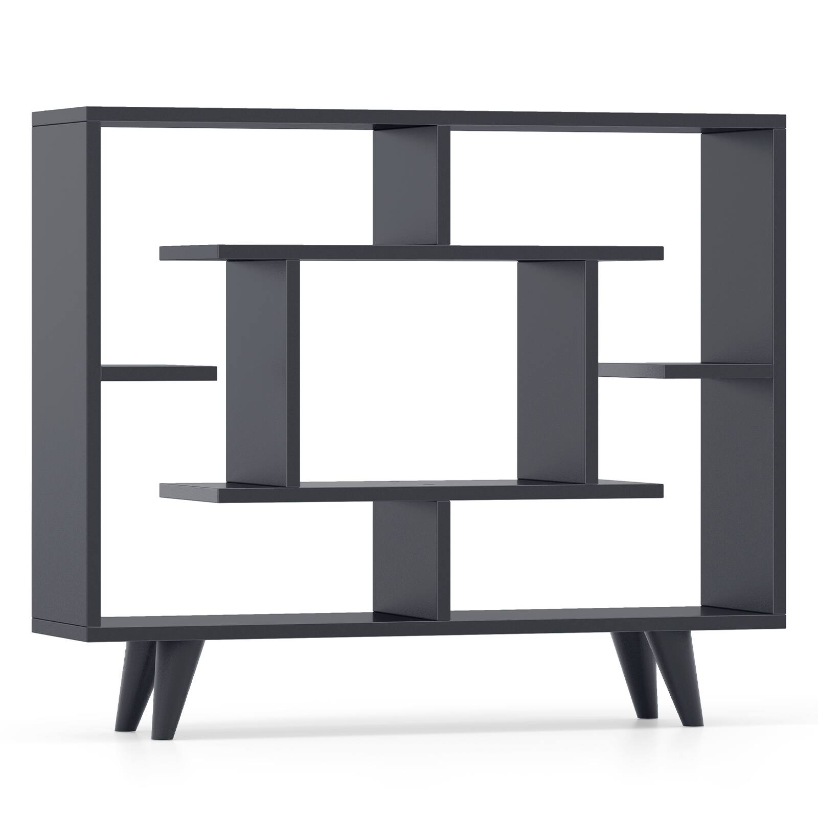 Alt View 9. Gymax - Gymax Bookshelf Geometric Bookcase w/ Anti-Tipping Kit Storage Shelving Unit Black - Black.