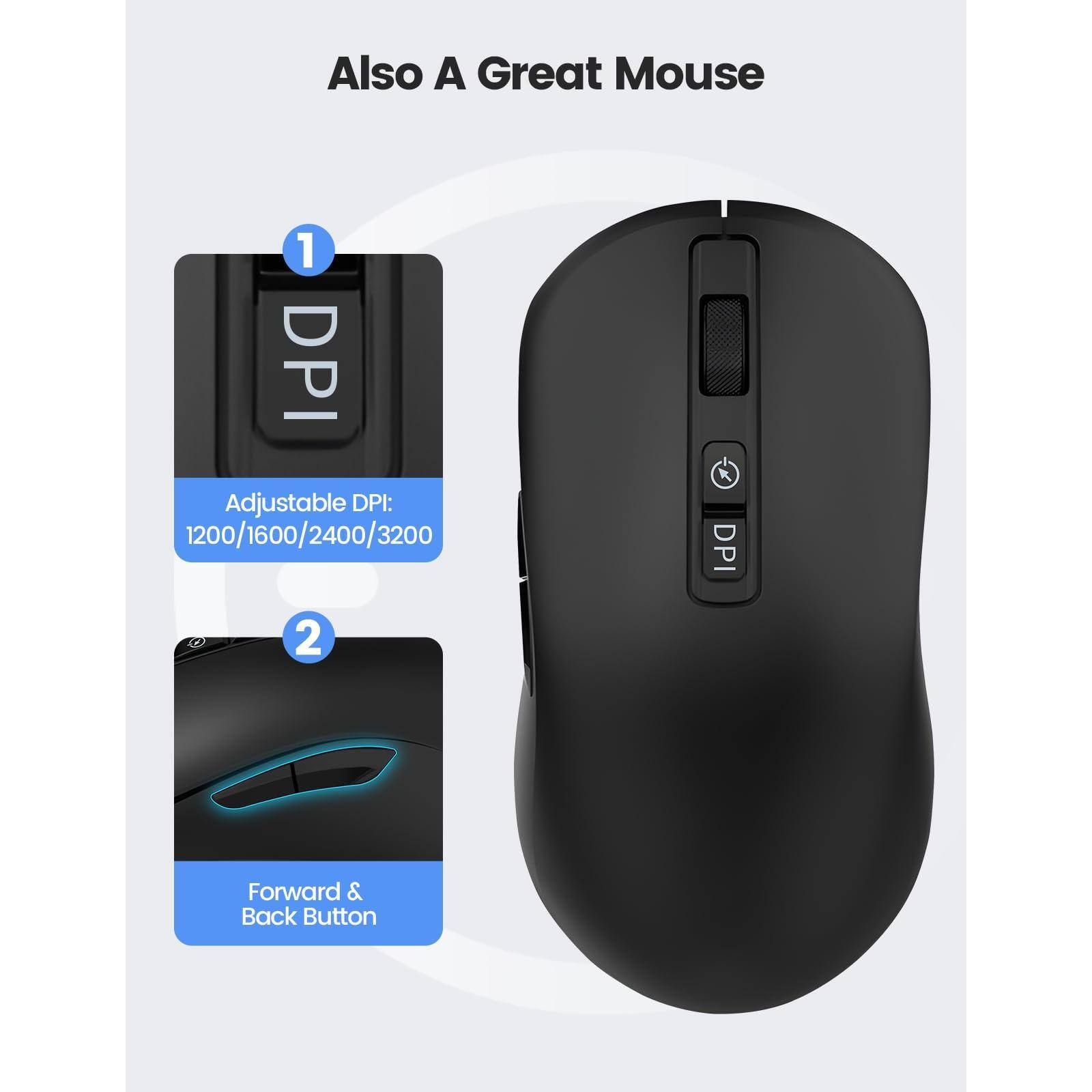 Also A Great Mouse

1. Adjustable DPI: 1200/1600/2400/3200

2. Forward & Back Button