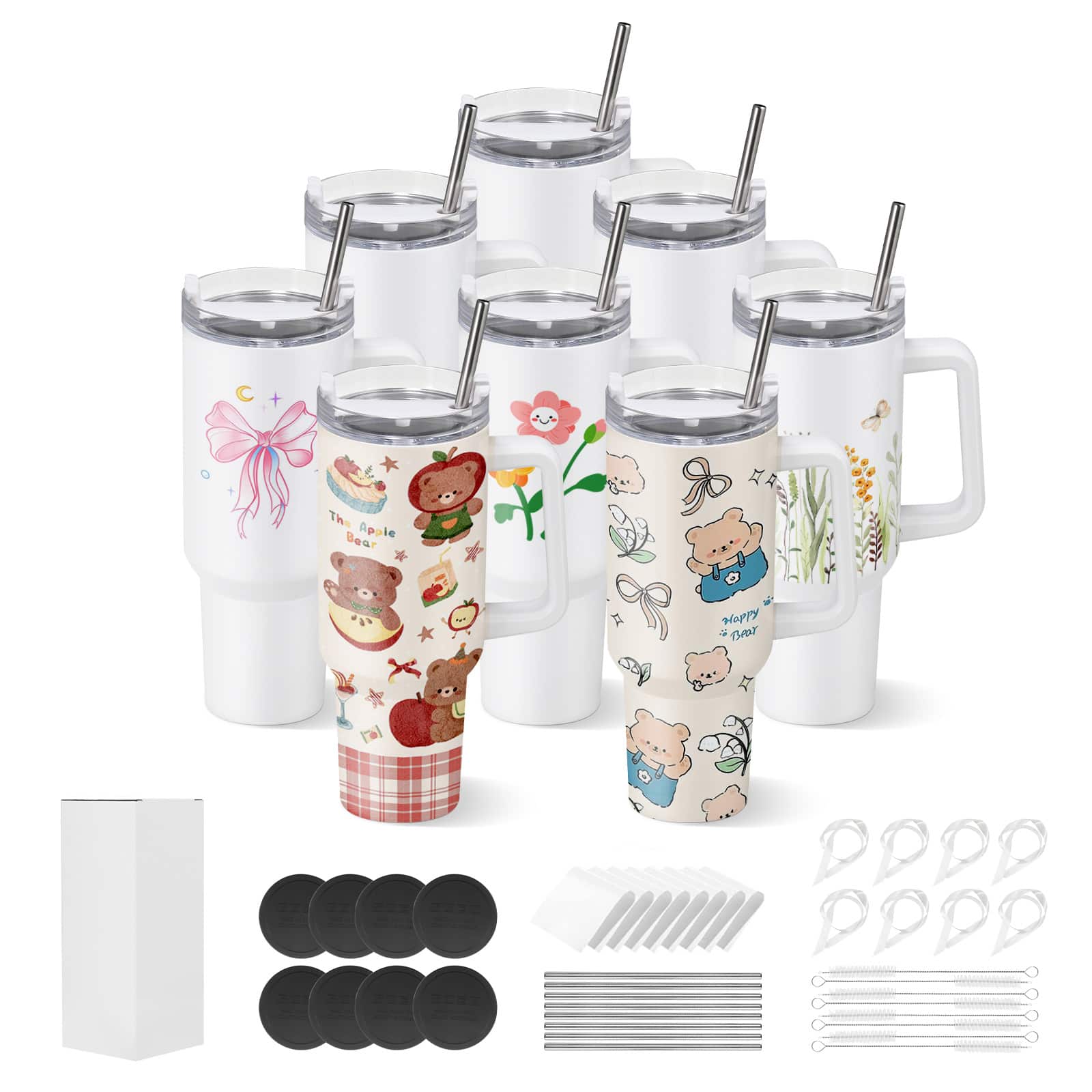VEVOR - Sublimation Tumblers, 8 Pack, 40 oz Tumblers Bulk with Handle, Stainless Steel Sublimation Cups with Lids and Straws - White price history on PriceWatchPro