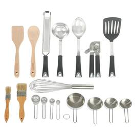 Martha Stewart - Everyday 18 Piece Stainless Steel and Wood Assorted Gadget Set - Silver