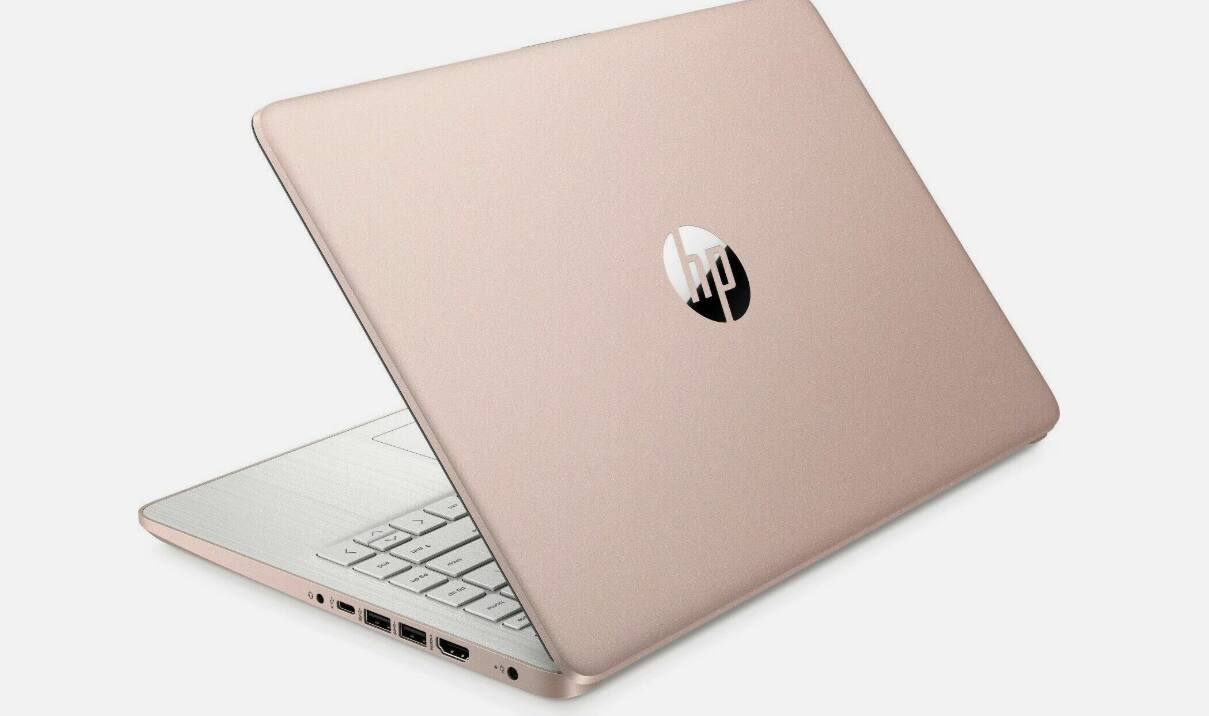 Back. HP - HP B8SU0UA#ABA  Laptop, Celeron N4500, 4GB, 64GB eMMC SSD, 14.0" HD HD (1366x768), Intel UHD, Win 11H S-Mode - Pale Rose Gold Natural Silver.