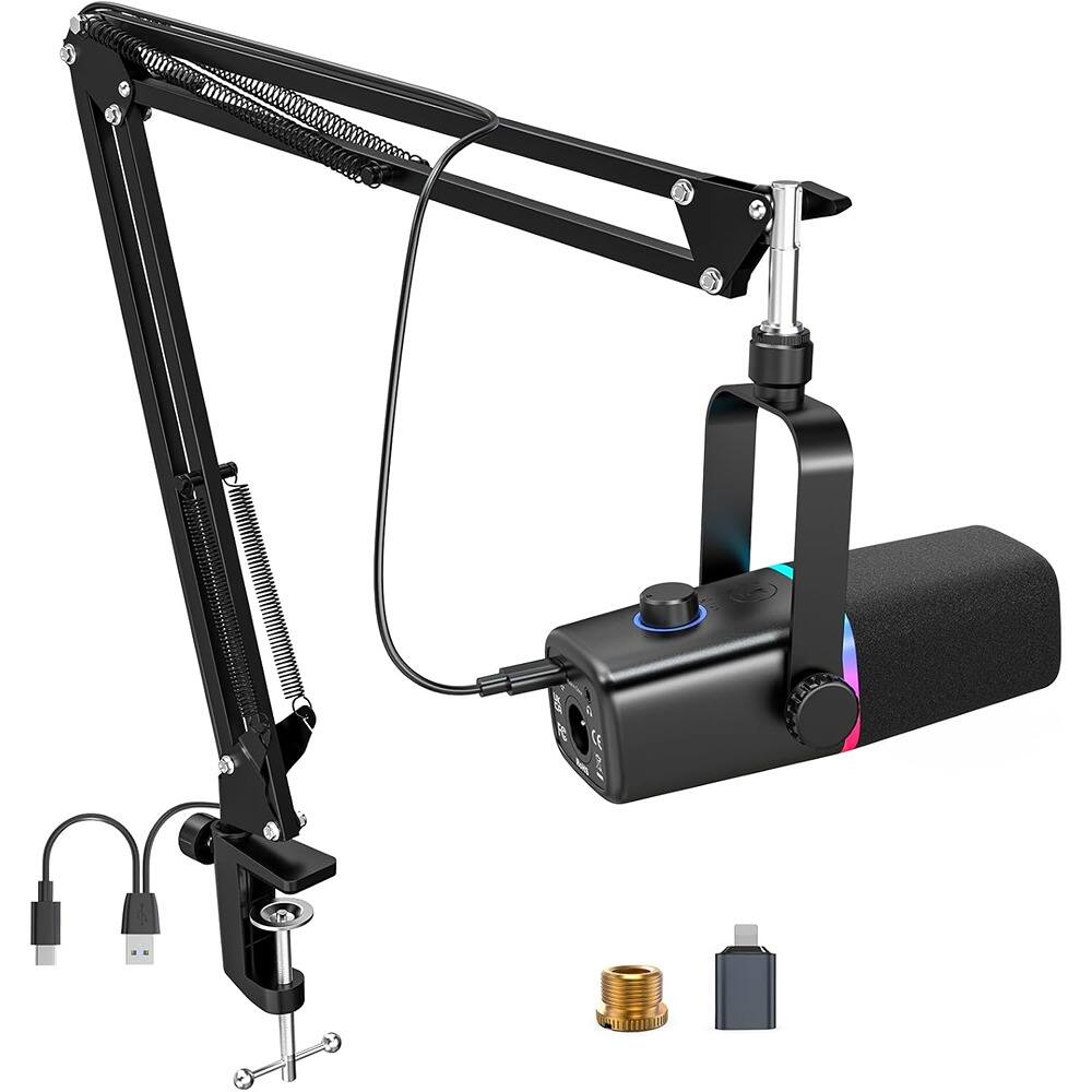 Front. MOSZAR LLC - USB Dynamic Gaming Microphone – RGB Light, Mute & Gain Control for PC/iPhone.