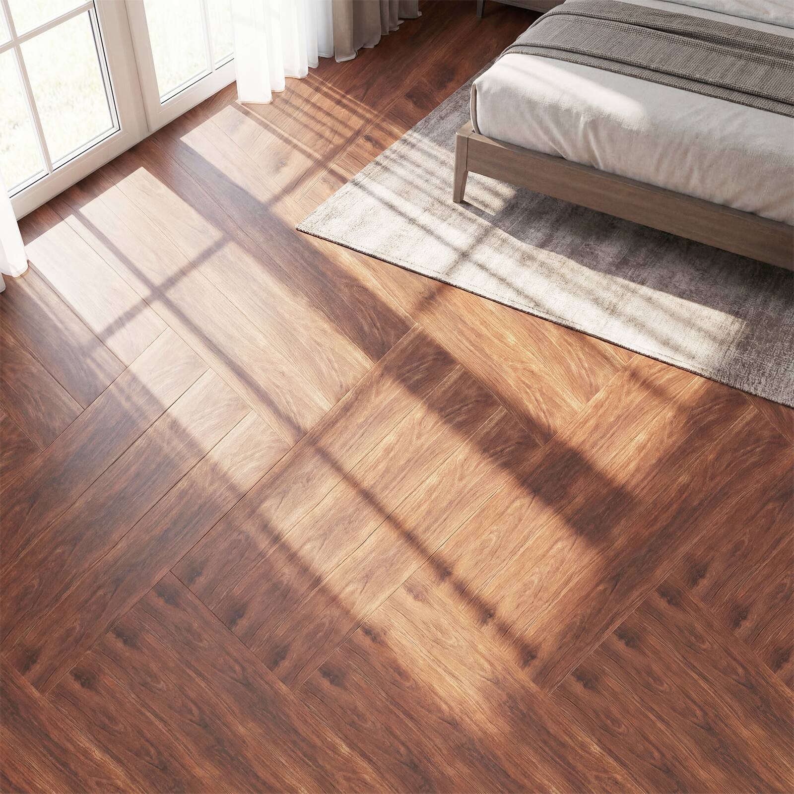 Alt View 3. Costway - Costway 24-Pack 36 Sq.Ft Floor Tile Vinyl Flooring, Waterproof Vinyl Plank Flooring - Rustic Brown.