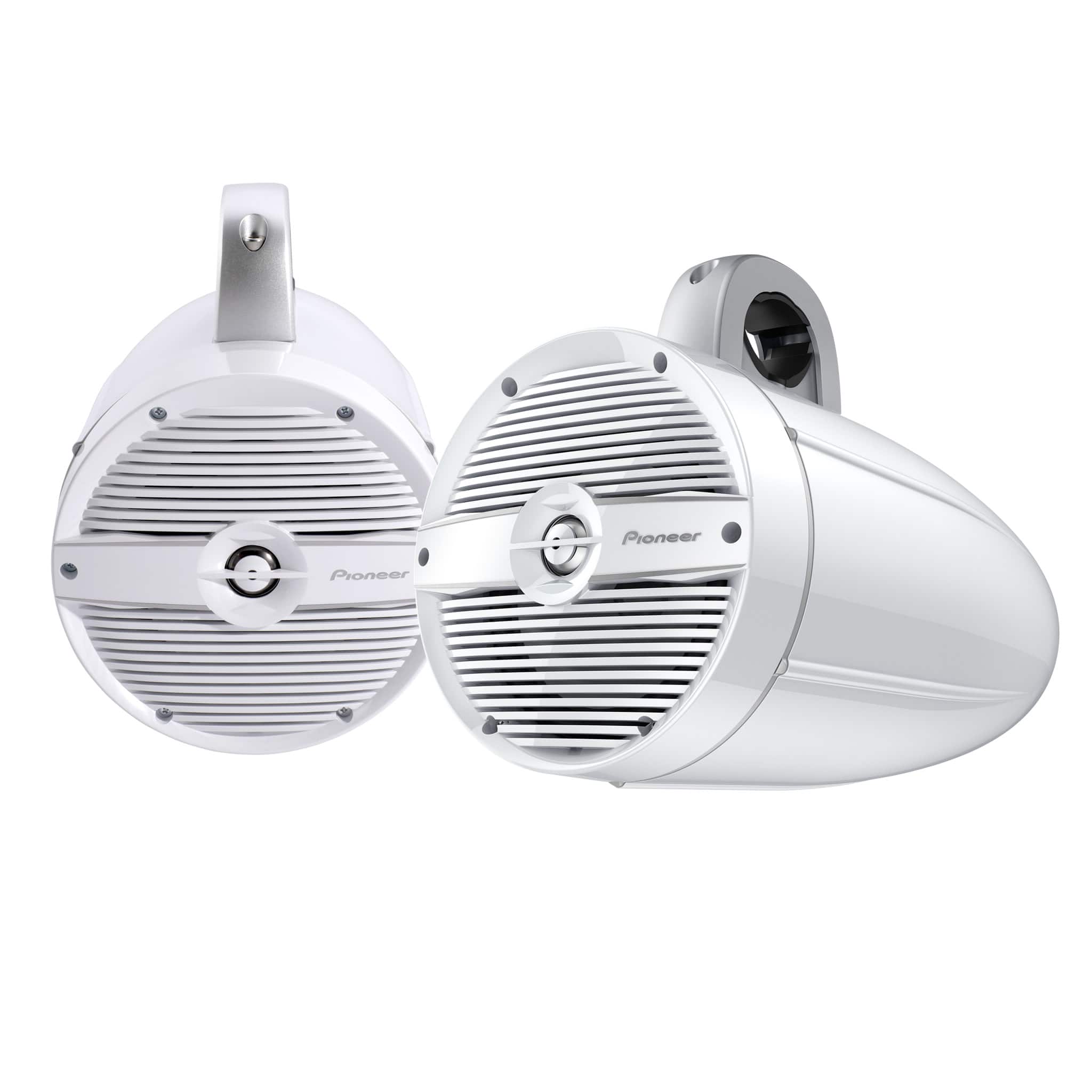 Pioneer - 7.7" IPX7 Rated Tower Speaker with Built-In RGB LED Lighting - White with Classic Grille - Black