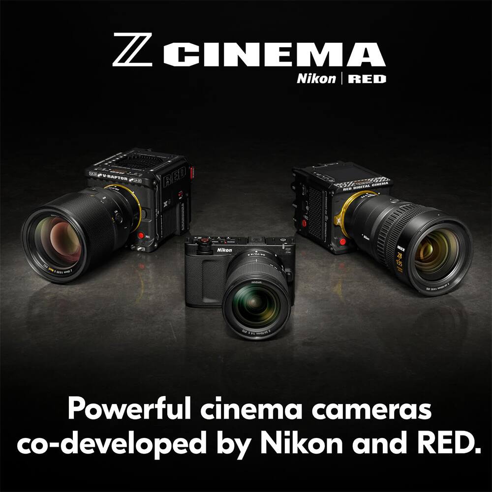 Z CINEMA Nikon | RED  
V-RAPTOR  
RED  
DIGITAL CINEMA RED  
Nikon  
28 135  
W  
WHAT  
Powerful cinema cameras co-developed by Nikon and RED.