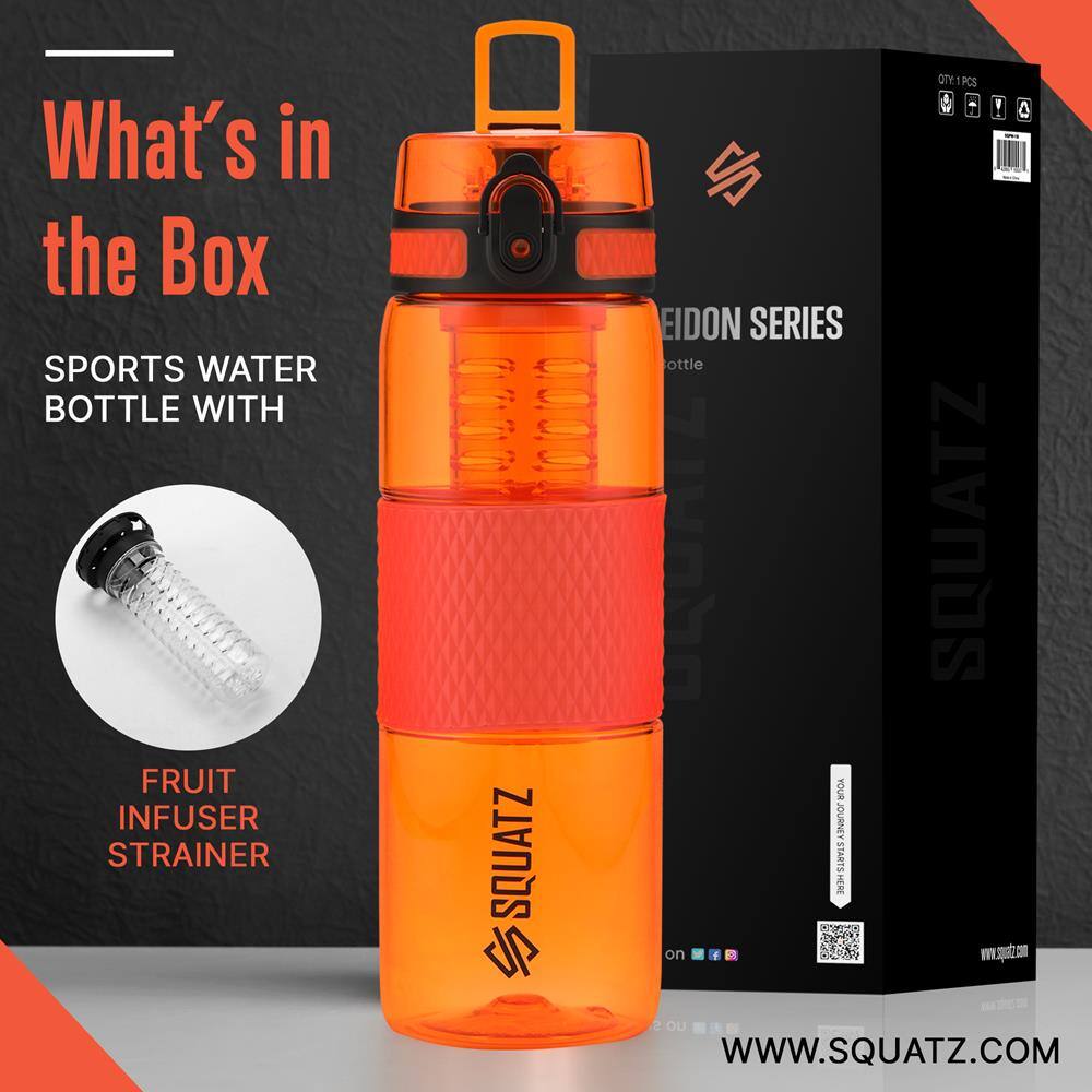 What's in the Box  
SPORTS WATER BOTTLE WITH FRUIT INFUSER STRAINER  
SQUATZ JP EIDON SERIES  
YOUR JOURNEY STARTS  
1 PCS  
WWW.SQUATZ.COM