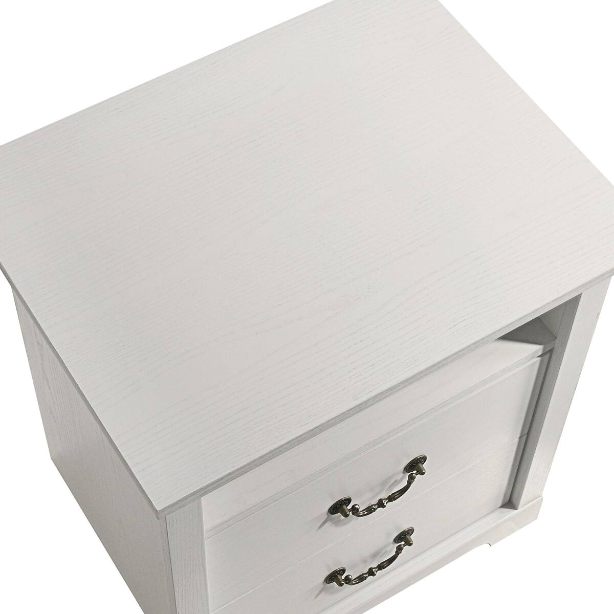Alt View 1. Loheer - Loheer Set of 2 White Nightstands with Open Shelf and 2 Drawers, Rustic Bedroom Furniture - White.