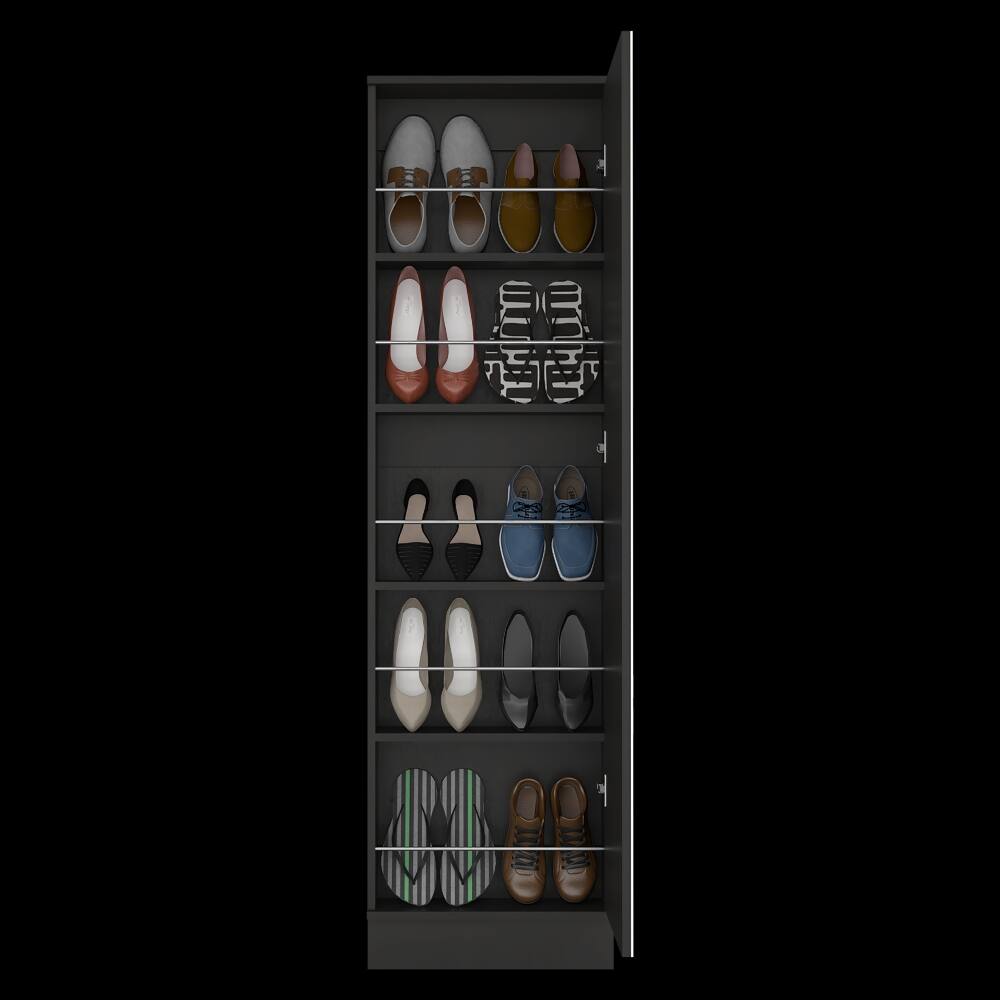 Back. Loheer - Loheer black mirrored shoe cabinet, Five-Tier Storage, 67 inch tall shoe rack - Black.