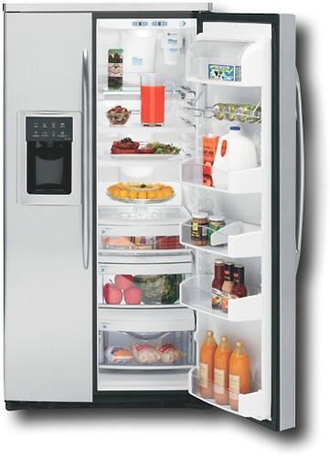 Front Standard. GE - Profile 25.6 Cu. Ft. Side-by-Side Refrigerator with Thru-the-Door Ice and Water - Stainless-Steel (Special Order).
