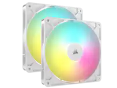 Front. CORSAIR - CORSAIR RS140 ARGB PWM 140mm Fans (Dual Pack) - White, Simplified Control, AirGuide Cooling, Magnetic Bearing - White.