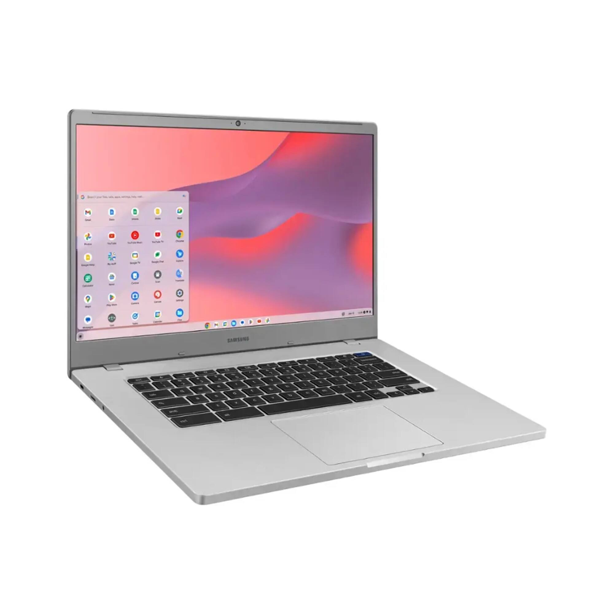 Back. Samsung - Samsung 15.6" Chromebook 4+ Intel Celeron 4GB RAM 64GB eMMC + 16GB MicroSD & Bag - Platinum Titan.