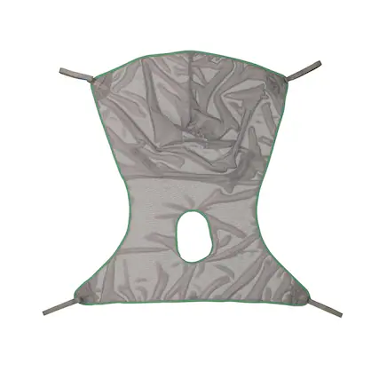 Front. Invacare - Premier Comfort Full Body Sling with Commode Opening (X-Large, 550 lb Capacity, Net Fabric) - Gray.