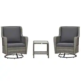 Outsunny - Bistro Set, Porch Furniture with 360° Rotation & Rocking Function - Gray
