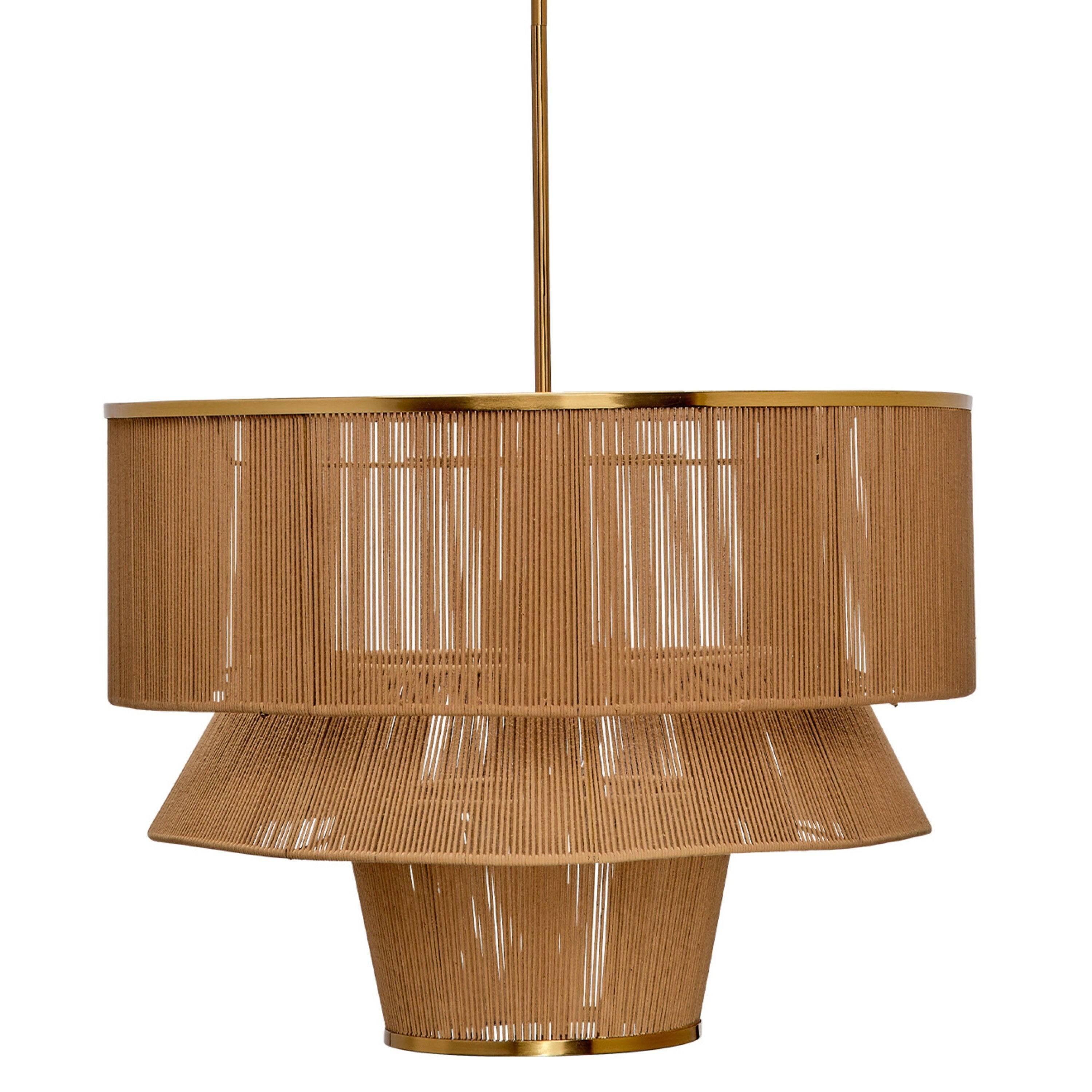 Manhattan Lane Dero Chandelier, 3 Tier Natural Cotton Rope Woven, 25 ...