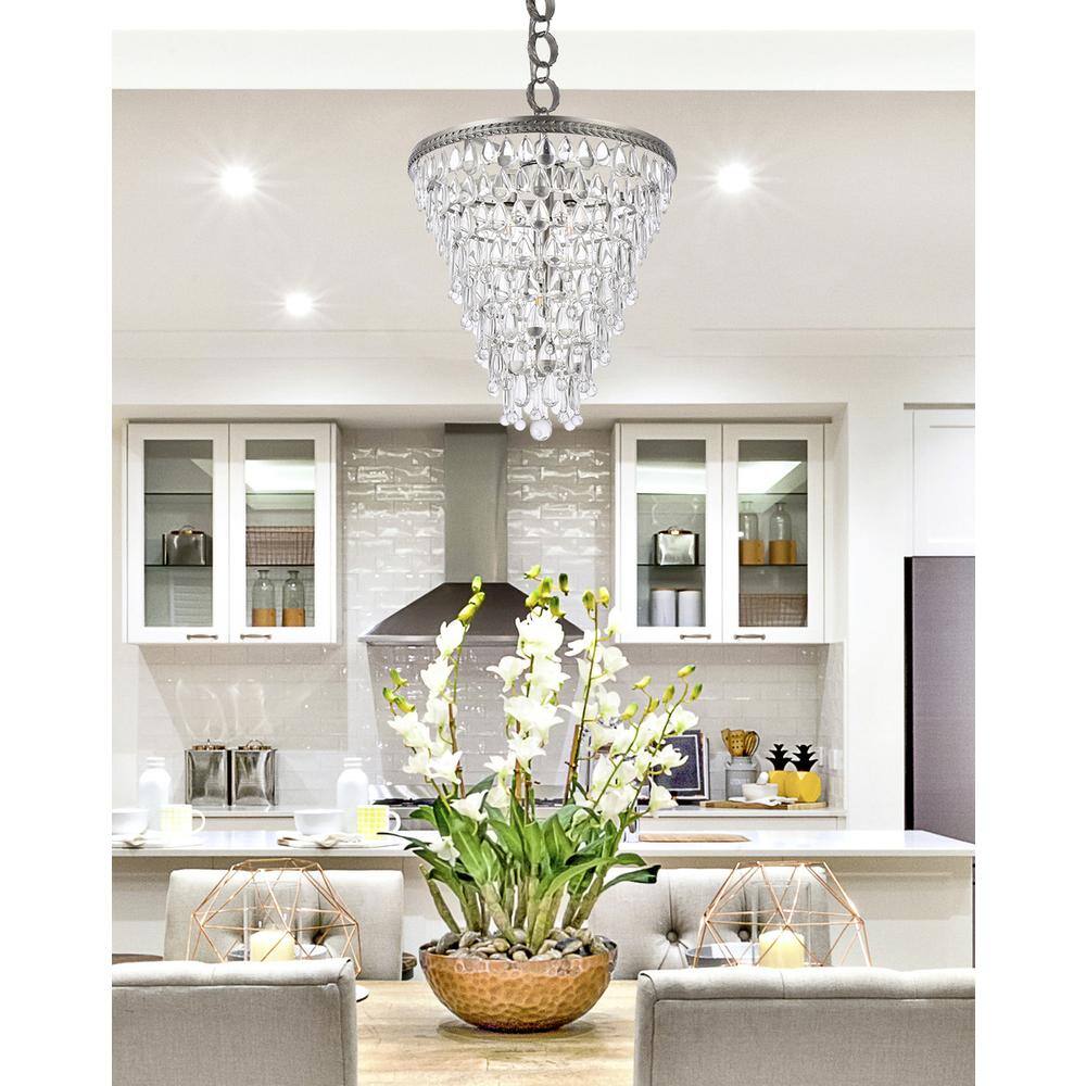 Left. Urban Classic - Nordic 5 light antique silver Pendant Clear Royal Cut Crystal - Antique Silver.