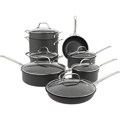 Alt View 5. Cuisinart - Chef's Classic Hard Anodized 14 Piece Cookware Set 66-14N - Black.