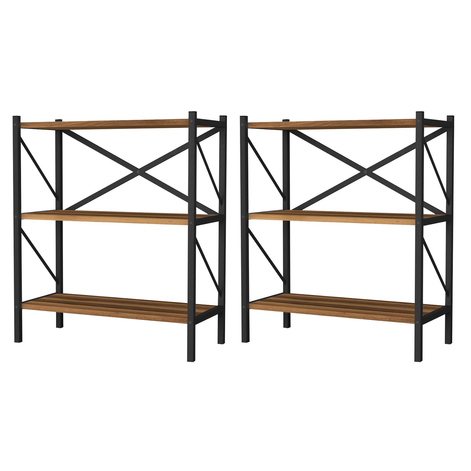 Gymax - 2PCS 3-Tier Bookshelf Industrial Bookcase w/ Heavy-Duty Metal FrameBook Holder - Brown price history on PriceWatchPro
