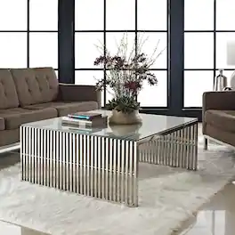 Gridiron Coffee Table by Modway - Silver
