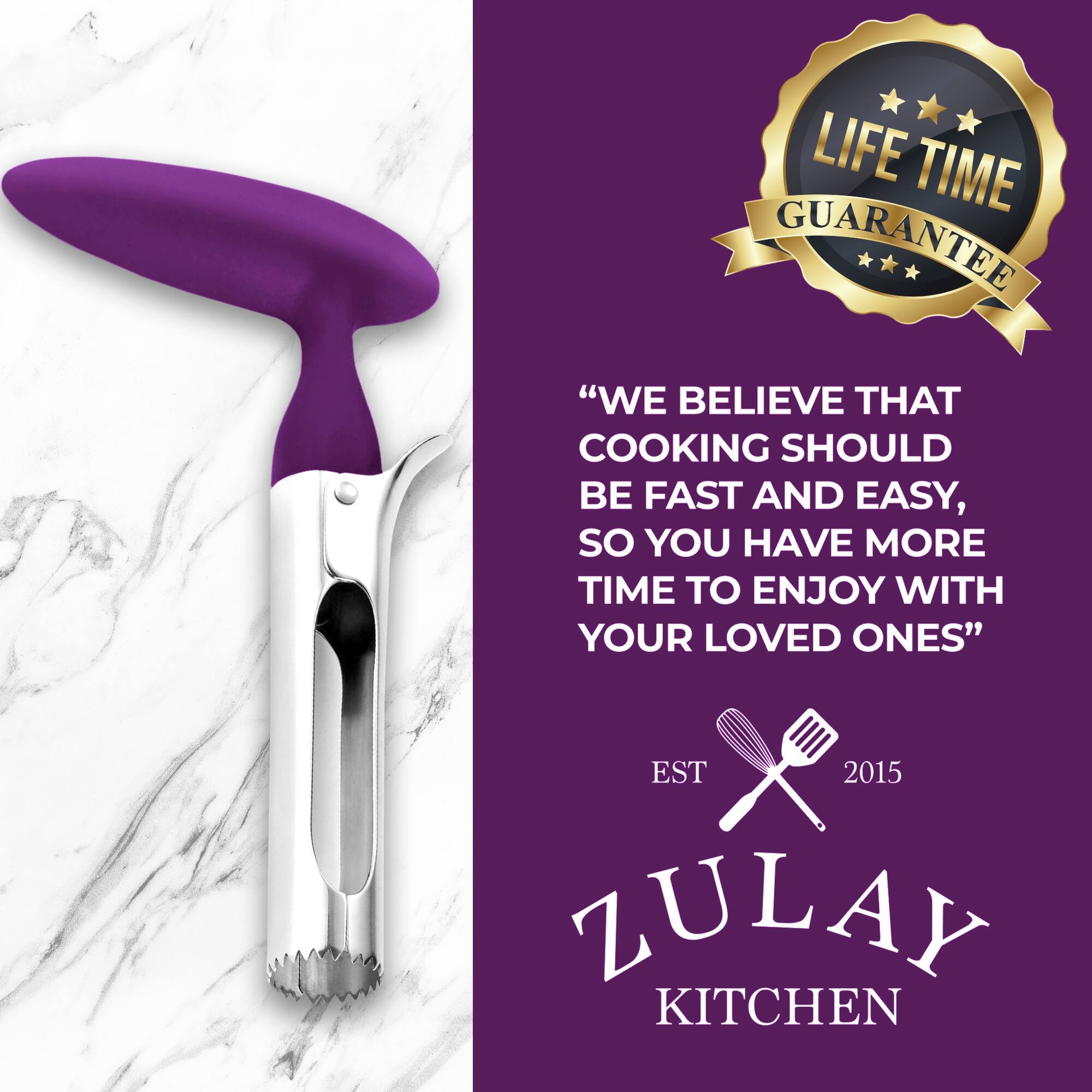 Alt View 3. Zulay Kitchen - Zulay Kitchen Premium Apple Corer Tool - Ultra Sharp, Stainless Steel, Serrated Blades for Easy Coring - Plum.