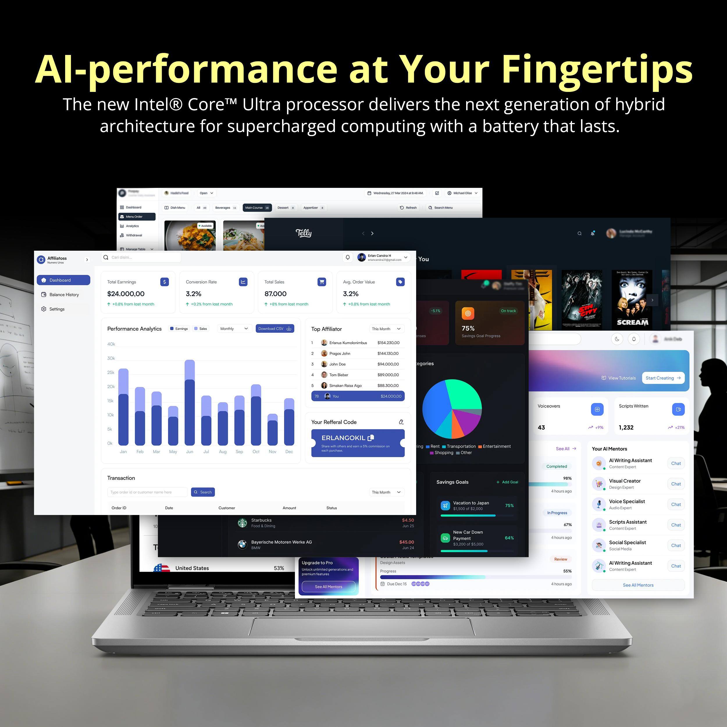 AI-performance at Your Fingertips

The new Intel® Core™ Ultra processor delivers the next generation of hybrid architecture for supercharged computing with a battery that lasts.