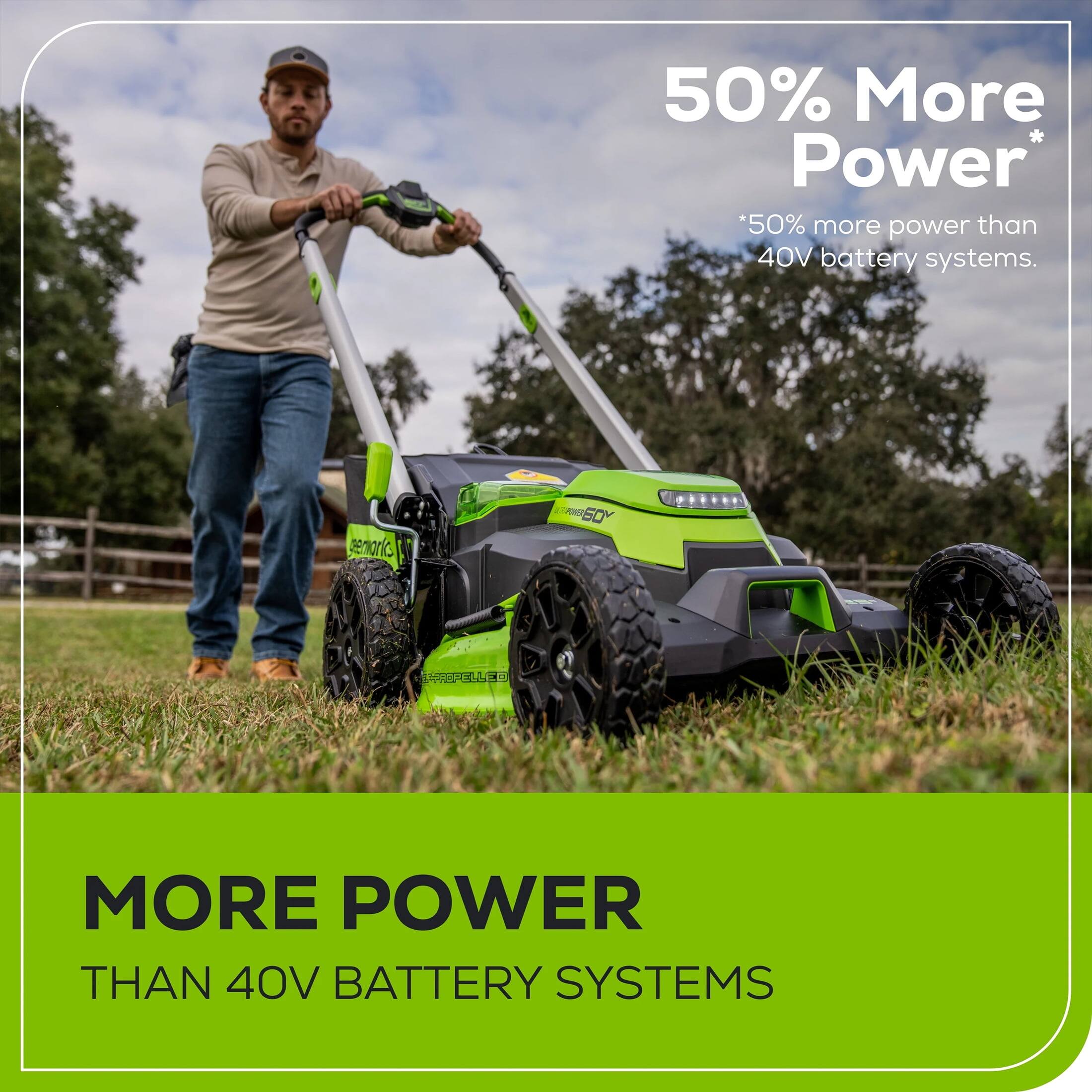 50% More Power  
*50% more power than 40V battery systems.  

MORE POWER THAN 40V BATTERY SYSTEMS