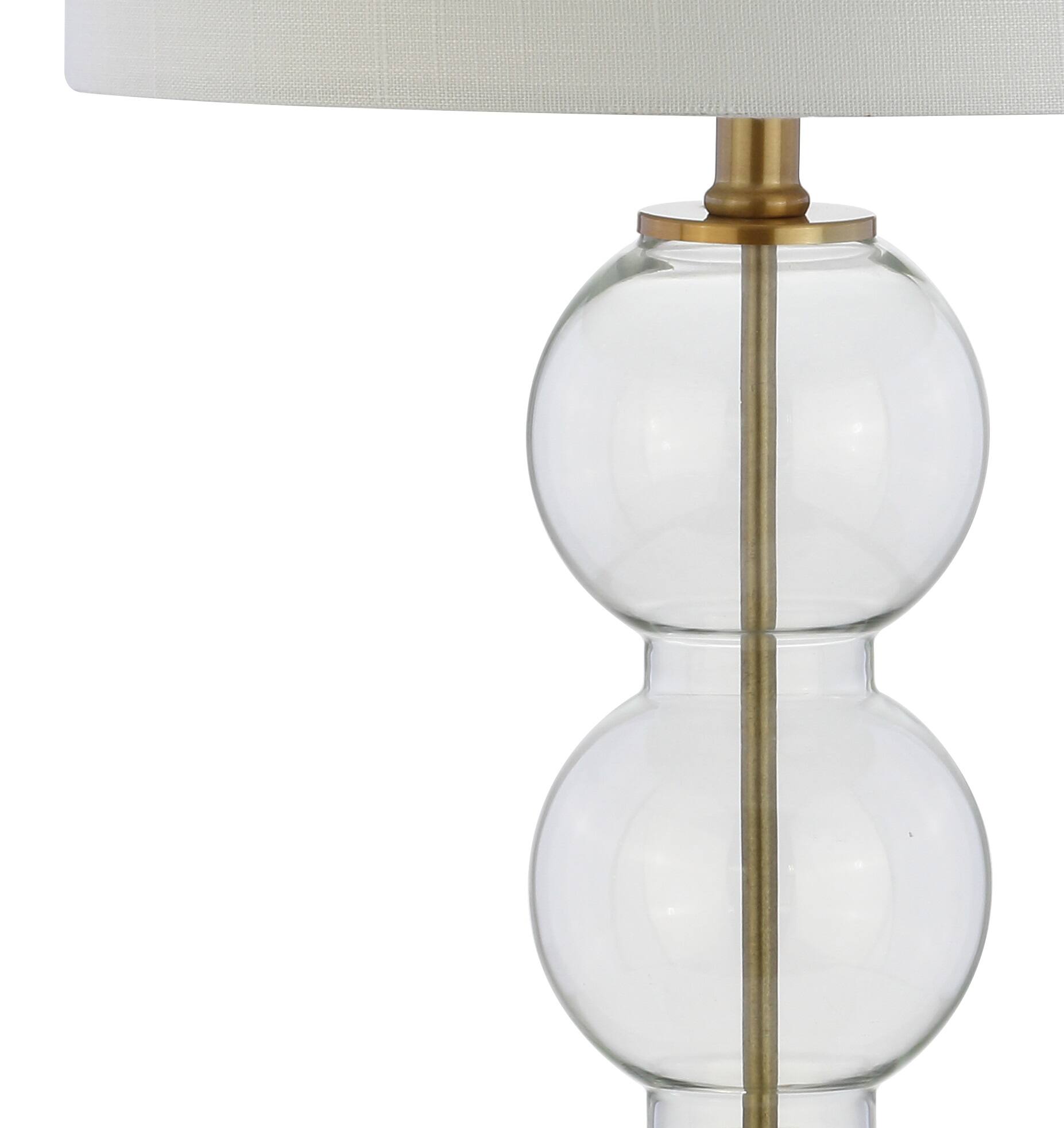 Alt View 6. Jonathan Y - Bella 27" Glass Triple-Sphere LED Table Lamp, Clear/Brass (Set of 2) - Clear.