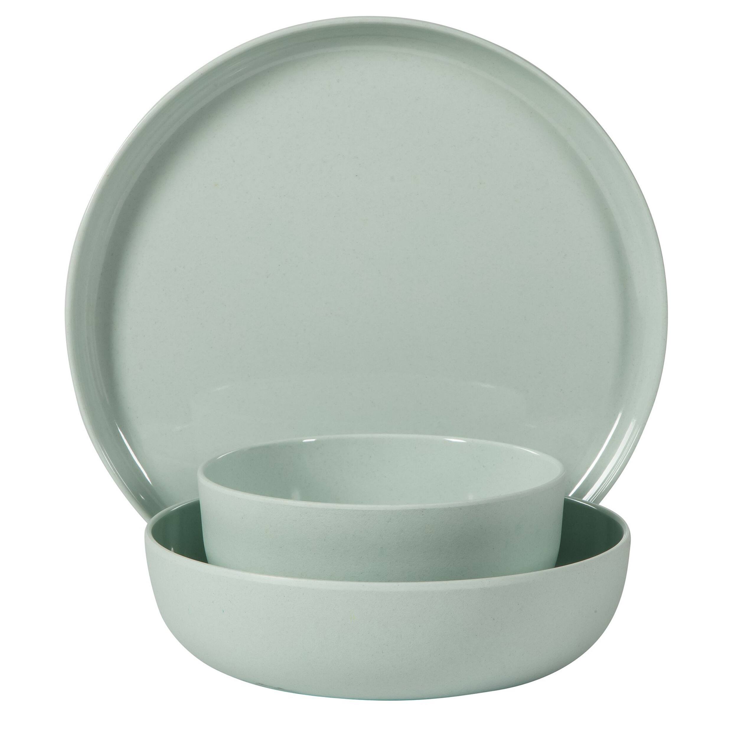 Alt View 1. Gibson - Gibson Home Candy Skies 12 Piece Wheat Straw Melamine Dinnerware Set in Green - Green.