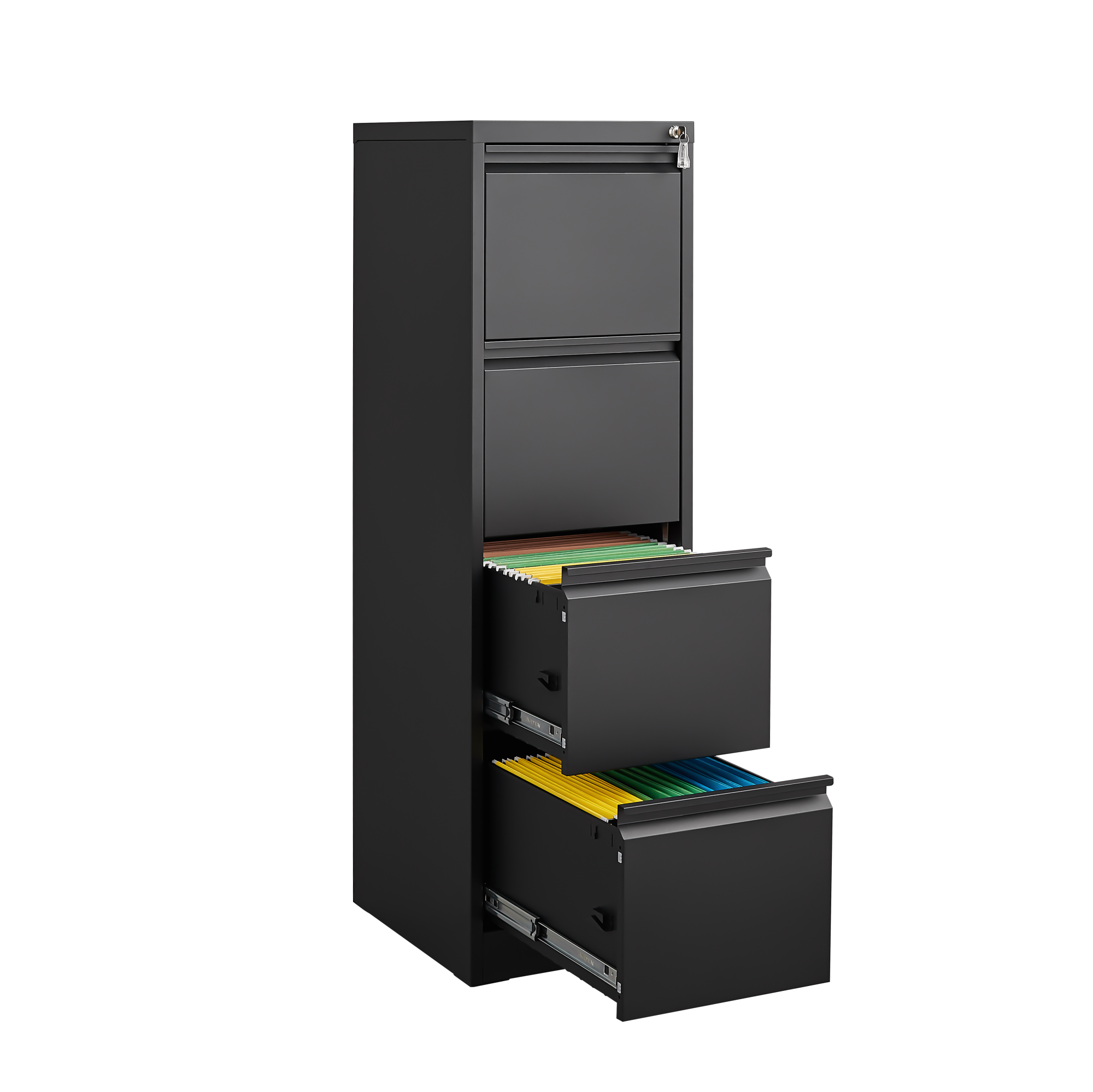 Angle. Dexmalle - Dexmalle-4 Drawer Chest Mobile File Cabinet Vertical Filing Organizer with Lock-Black.