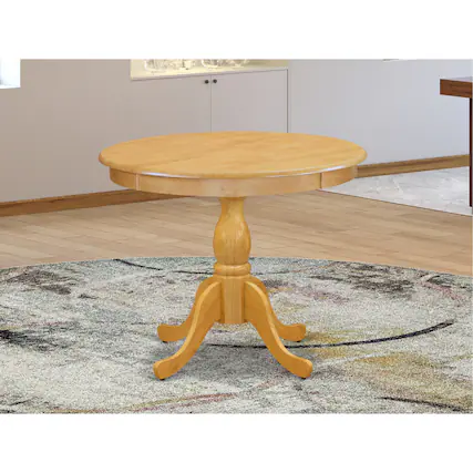Front. East West Furniture - East West Furniture Round Wood Table Oak Color Table Top Surface and Asian Wood Table Pedestal Legs -Oak Finish - Oak.