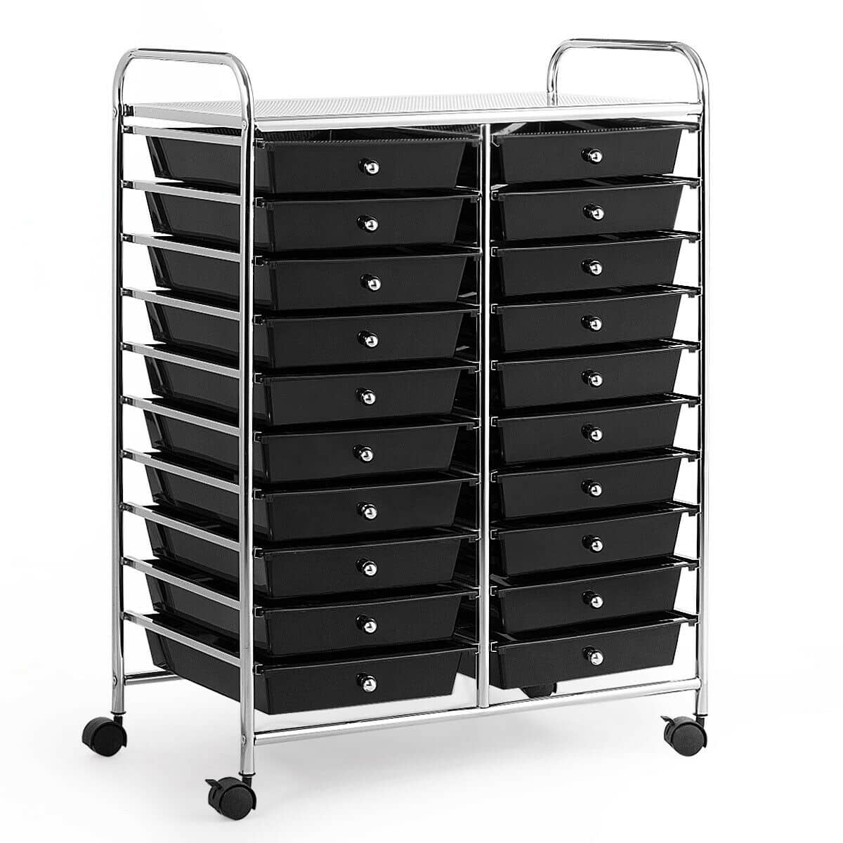 Front. Gymax - Gymax Office Rolling Cart 20 Storage Drawers Scrapbook Paper Studio Organizer Black - Black.