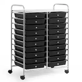 Gymax - Office Rolling Cart 20 Storage Drawers Scrapbook Paper Studio Organizer - Black