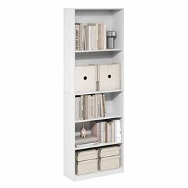 Furinno - JAYA Book Shelf, 5-Tier Bookshelf, Standing Bookcase, 9.5 x 24.6 x 71.1, for Home Office, Living Room, Bedroom - White