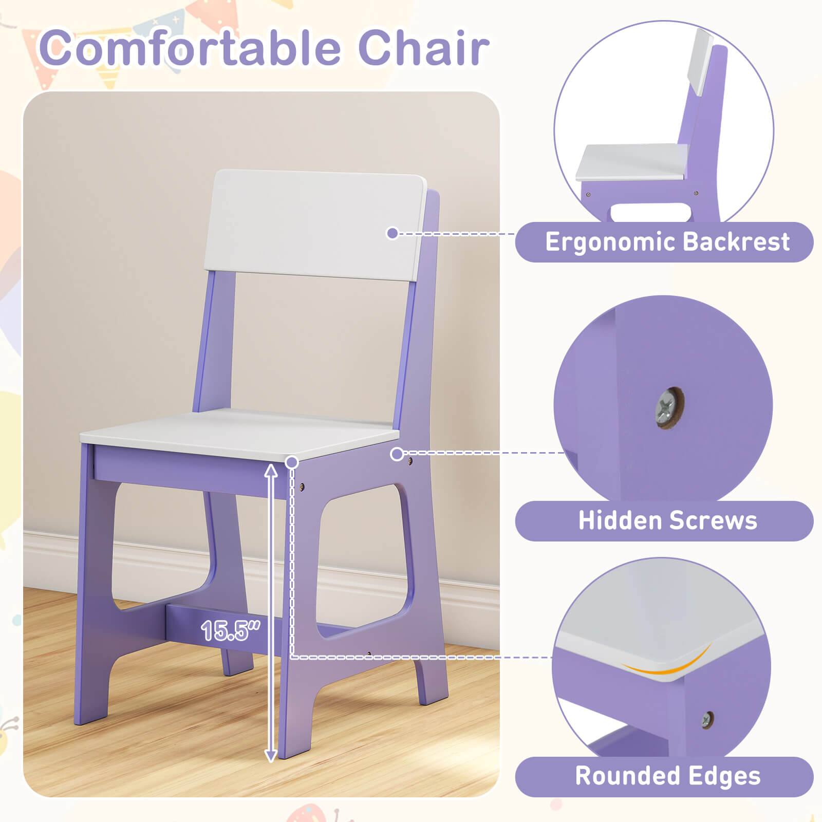 Comfortable Chair  
Ergonomic Backrest  
Hidden Screws  
Rounded Edges  
15.5"