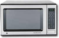 Front Standard. GE - 1.6 Cu. Ft. Full-Size Microwave - Stainless-Steel.
