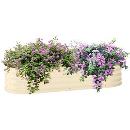 Outsunny - 5' x 2' x 1' Galvanized Raised Garden Bed Kit, Outdoor Metal Elevated Planter Box with Safety Edging - Cream White