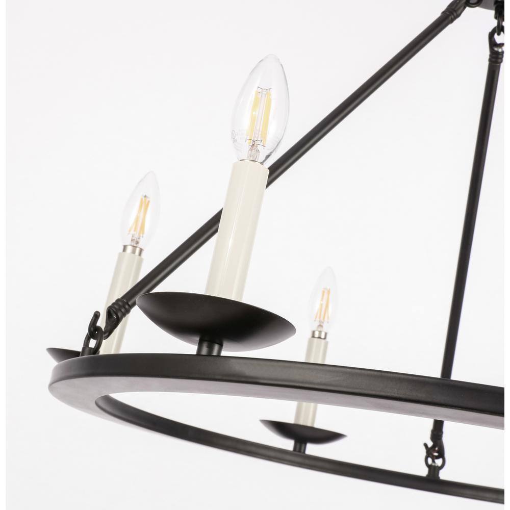 Alt View 2. Living District - Maine 6 light Black chandelier - Black.