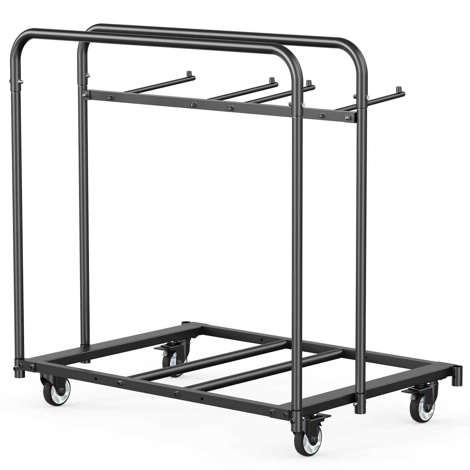 Left. LOVMOR - Folding Chair Rack Cart with Casters for 5 Tables and 14 Chairs, 400-Lb Capacity - Black.