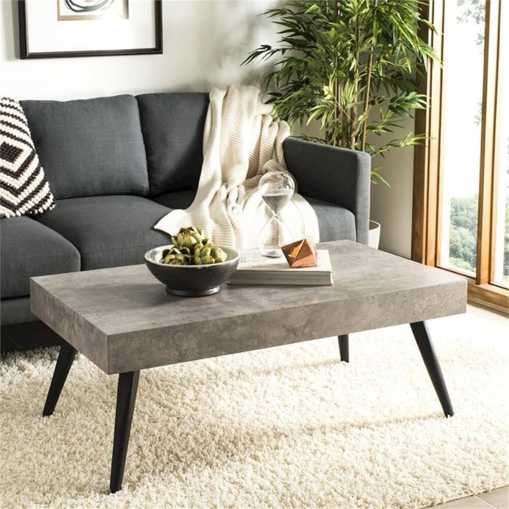 Left. Safavieh - Home Collection Cedric Light Grey and Black Rectangular Midcentury Modern Coffee Table - Gray.