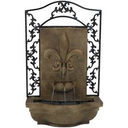 Sunnydaze - French Lily Polystone Outdoor Wall Fountain - Florentine Stone