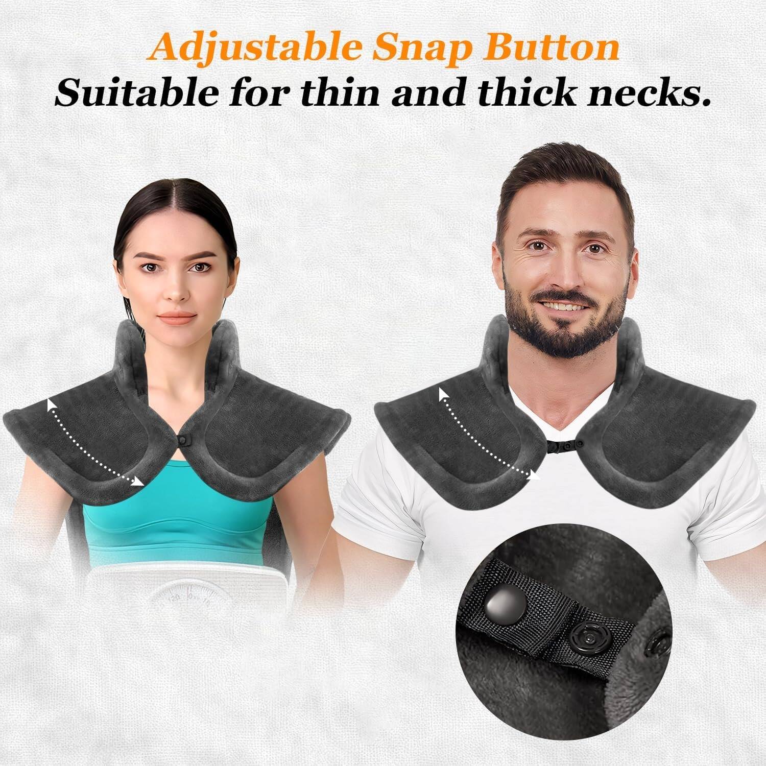 Adjustable Snap Button  
Suitable for thin and thick necks.