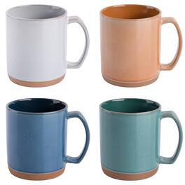 Mr. Coffee - Dorsey 4 Piece 17 Ounce Stoneware Mug Set with Terracotta Base Colors - Assorted