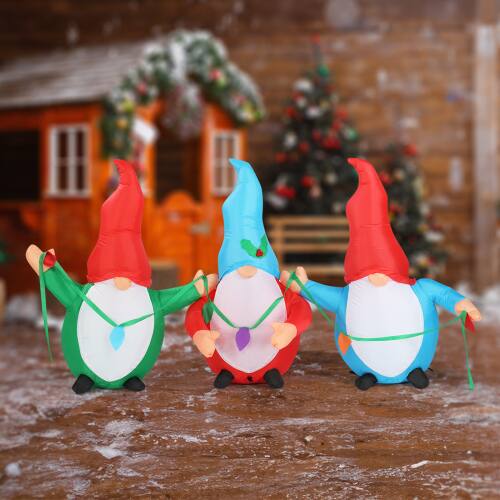 Alt View 9. Winado - 7FT Christmas Inflatables 3 Gnomes Elves Blow Up with Build in LED Lights for Outdoor Holiday Yard Party Decoration - Multicolor.