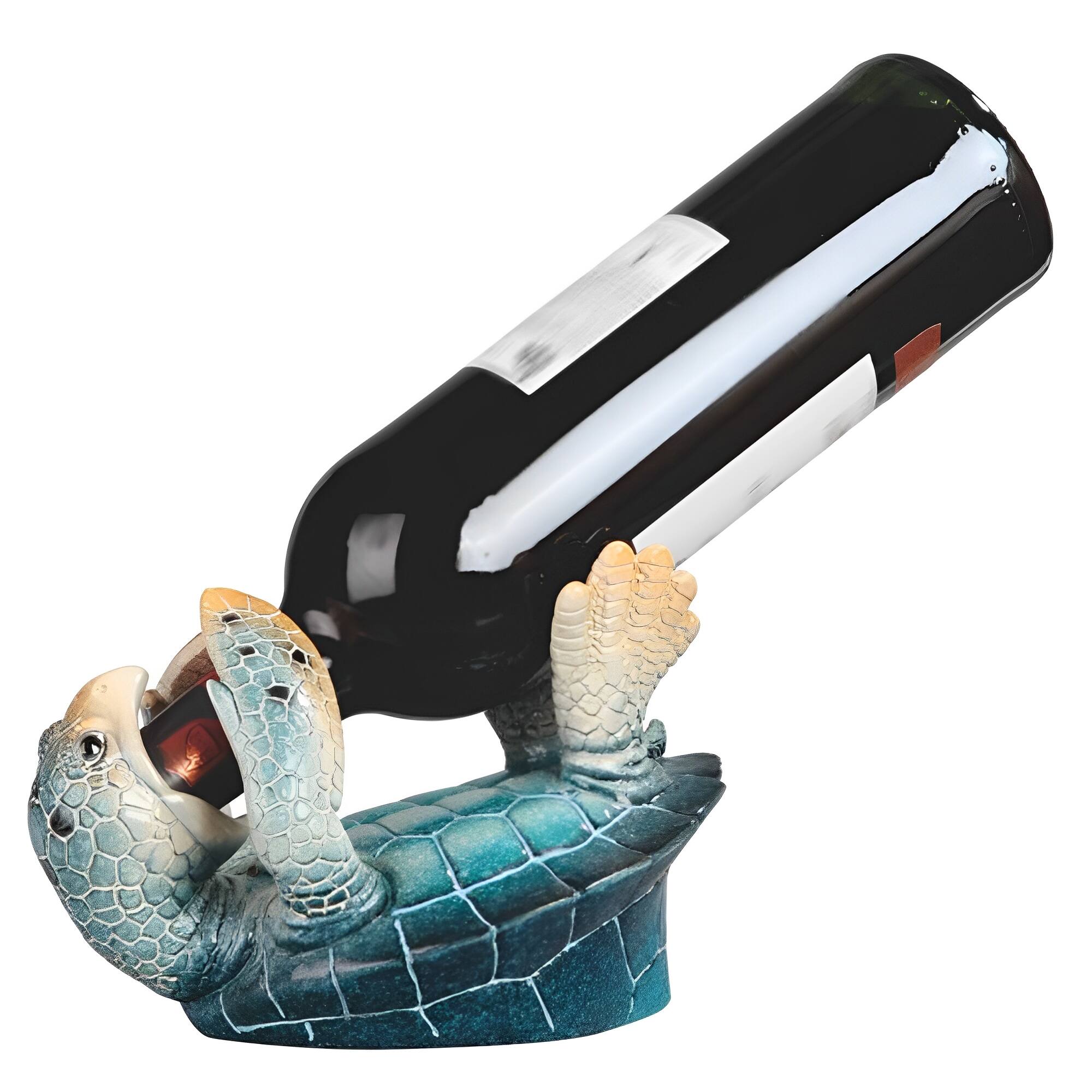 Front. FC Design - FC Design 7.5"W Sea Turtle Wine Holder Dining Room Figurine - Multicolor.