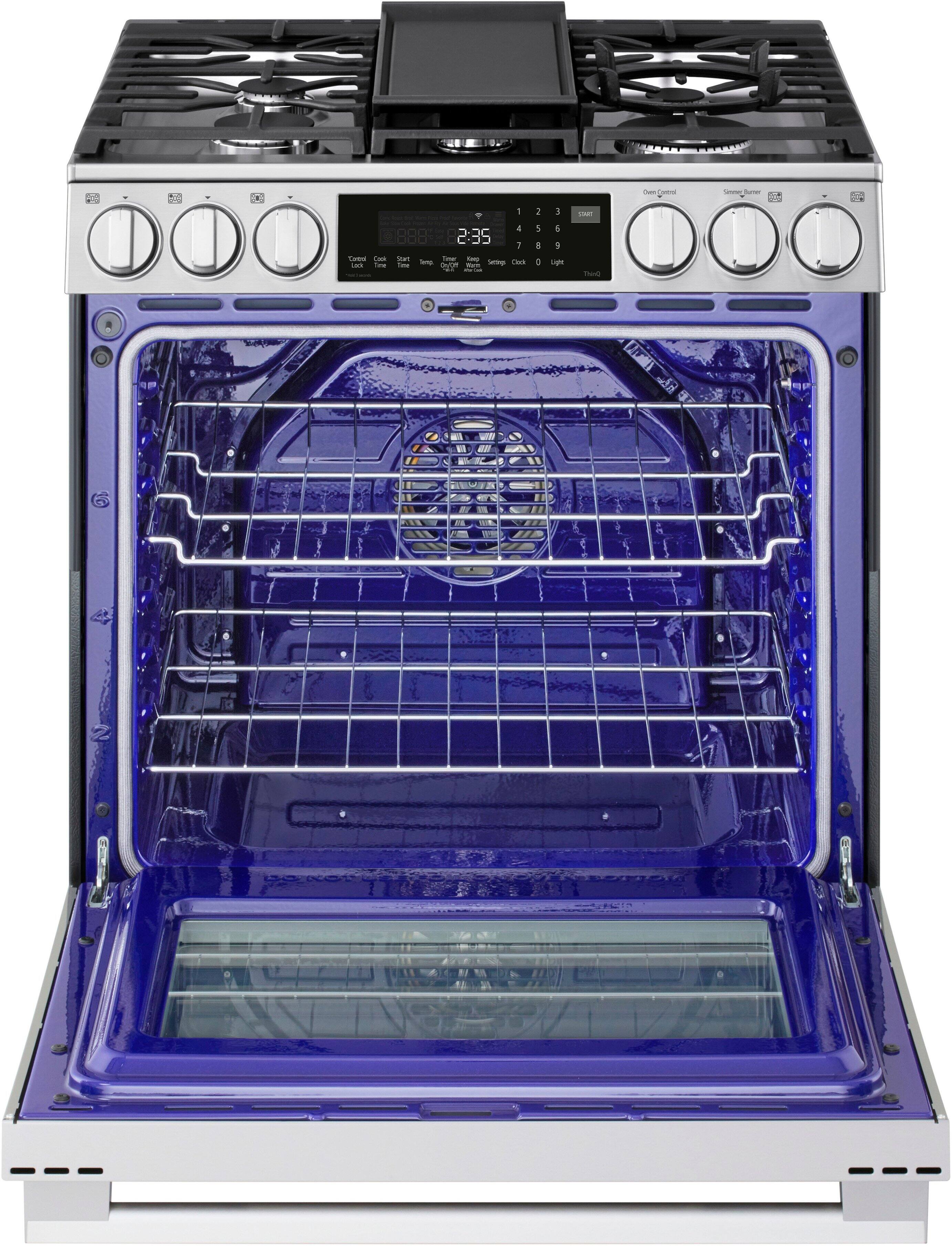 The oven has a digital display that shows the time and temperature. The time is 2:35, and the temperature is set at 350 degrees.