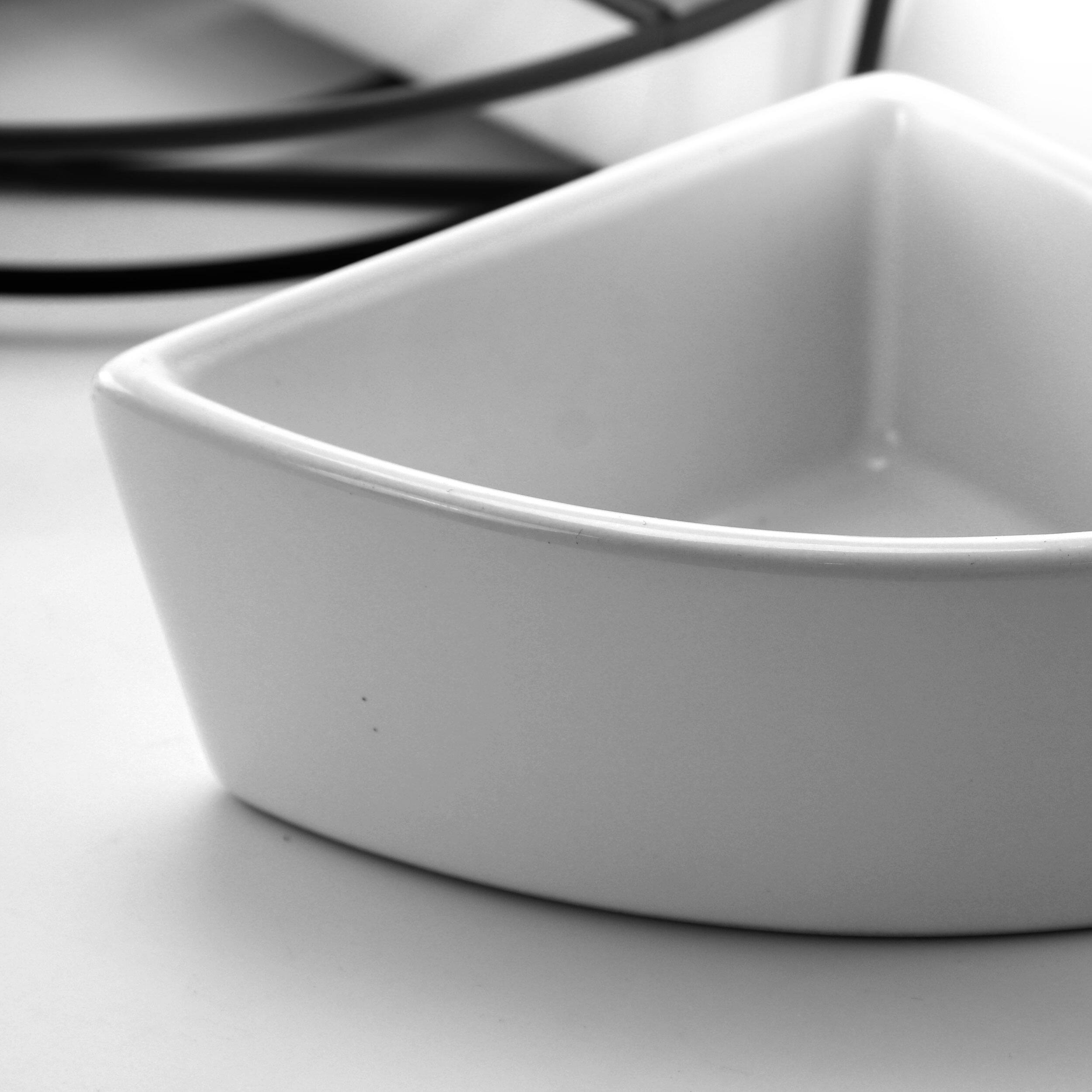 Alt View 4. Gibson - Gibson Gracious Fine Ceramic Dining Four Section Tray Set with Metal Rack in White - White.