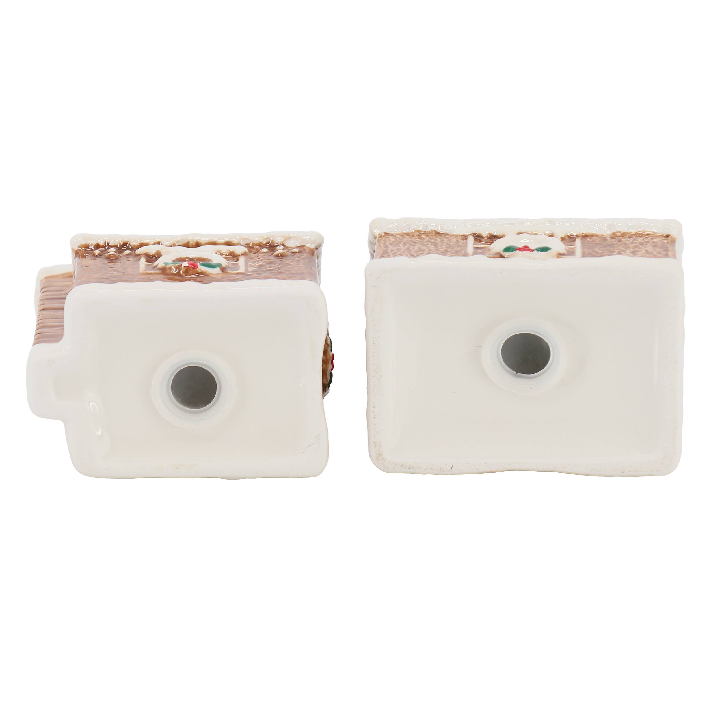 Alt View 3. Martha Stewart - Martha Stewart Ceramic Gingerbread House Salt and Pepper Shaker Set in Brown - Brown.