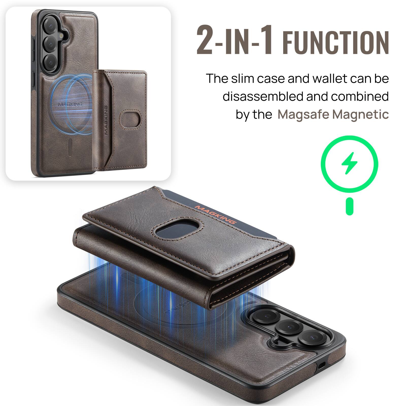 MASKING  
MACKING  
2-IN-1 FUNCTION  
The slim case and wallet can be disassembled and combined by the Magsafe Magnetic  
MAGKING