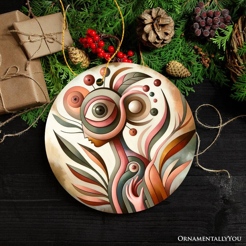 Back. OrnamentallyYou - Modern Abstract Art Ceramic Ornament Surrealism Painting Decor And Souvenir - Multi-colored.