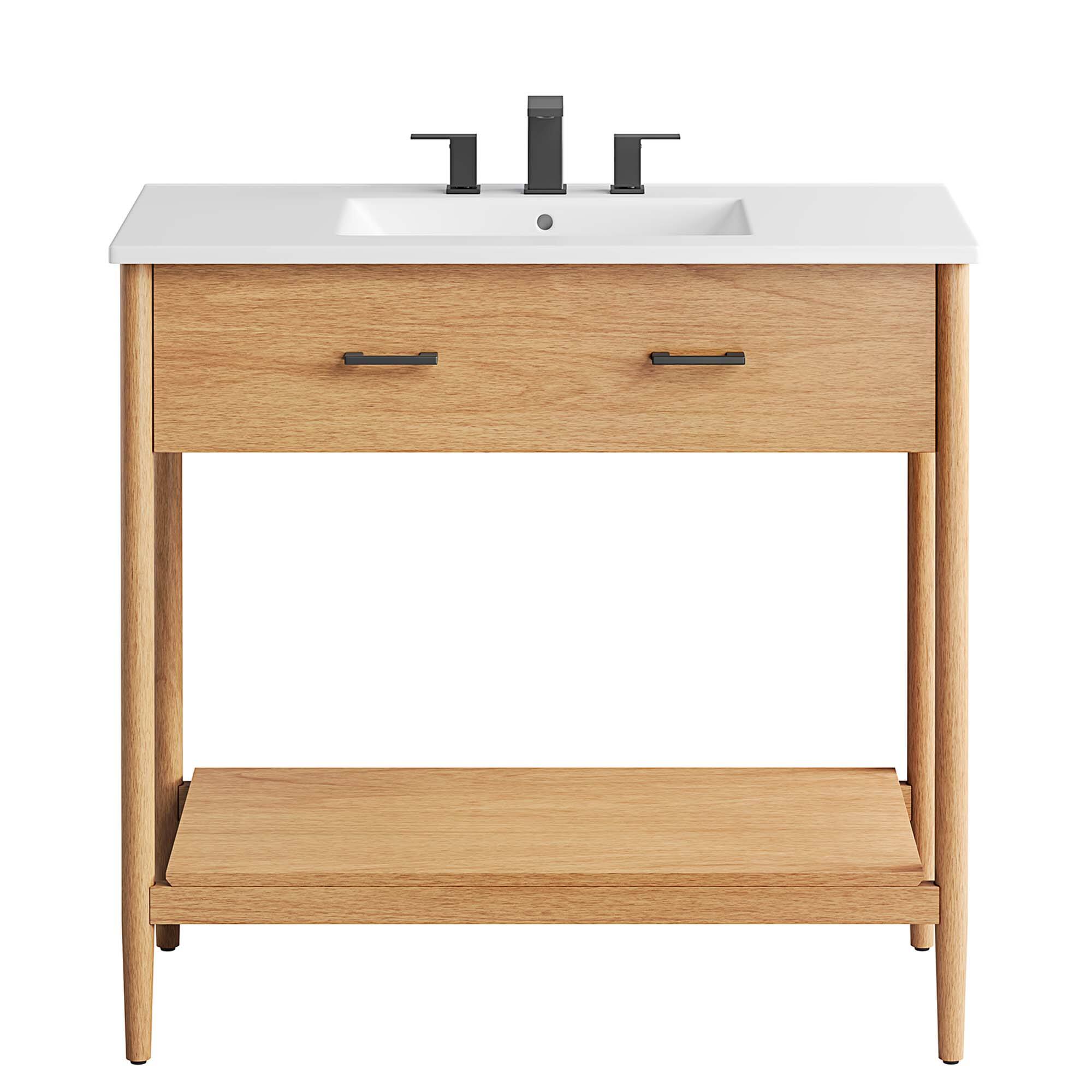 Alt View 5. Modway - Zaire Bathroom Vanity Basin Included by Modway - Natural White.