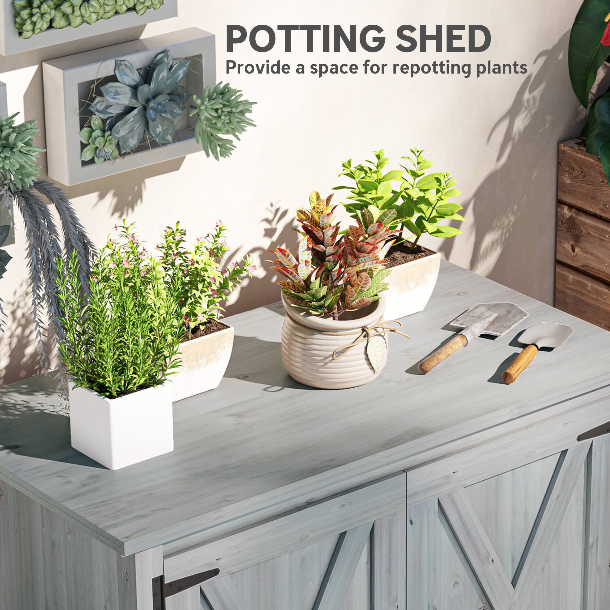 POTTING SHED  
Provide a space for repotting plants